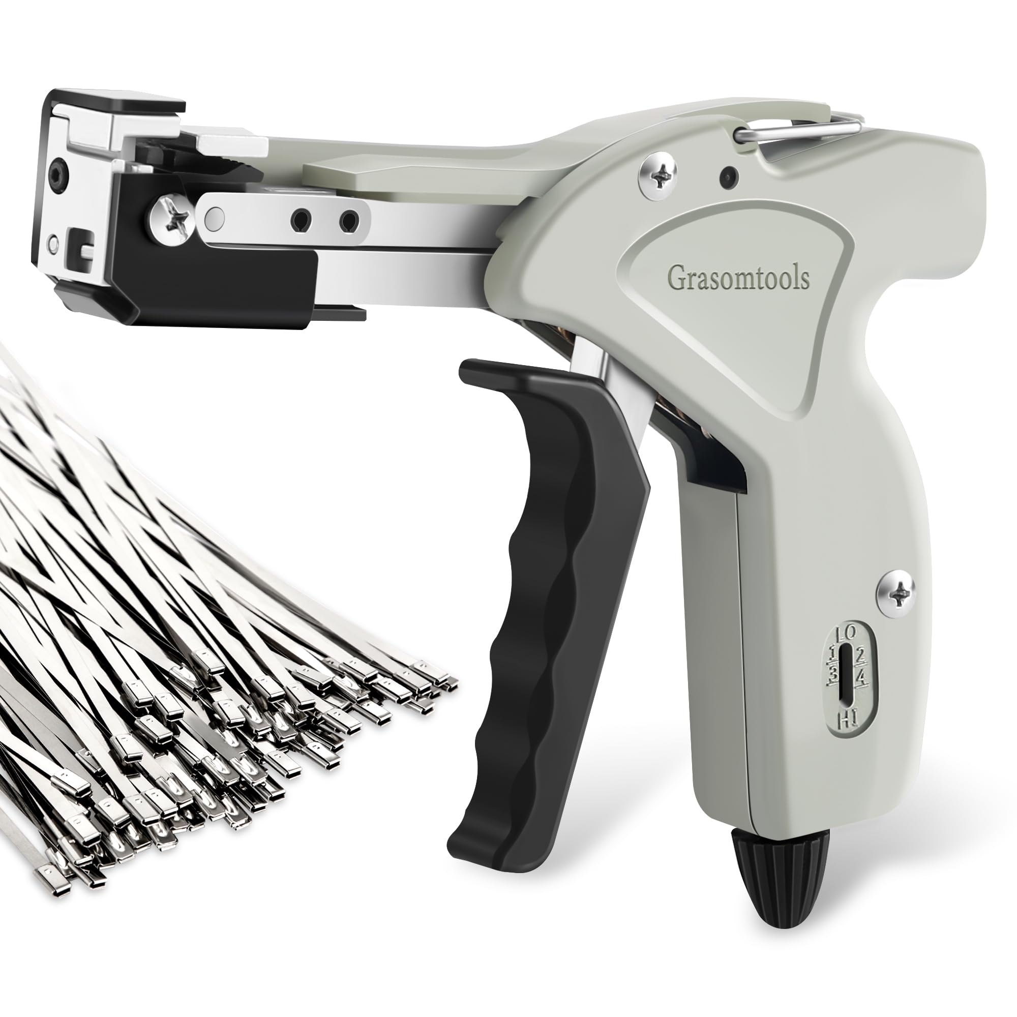 200PCS Metal tie wrap Gun Kit, Stainless Steel Cable Tie Automatic Tightening and Cutter Tool with 200PCS 304 Self-Locking Stainless Steel Cable Ties