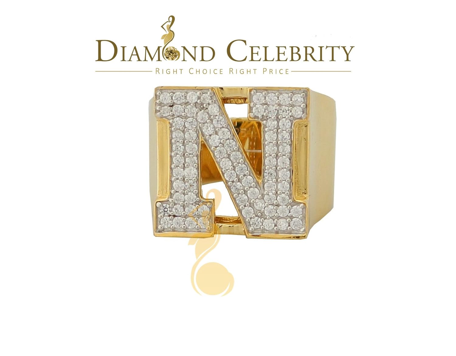 Buy 100 Authentic Quality 10k Yellow Gold Finish Alphabet N Men S Silver Cz Adjustable Ring Size From 9 To 11 The Classic Style Www Flexiforce Com