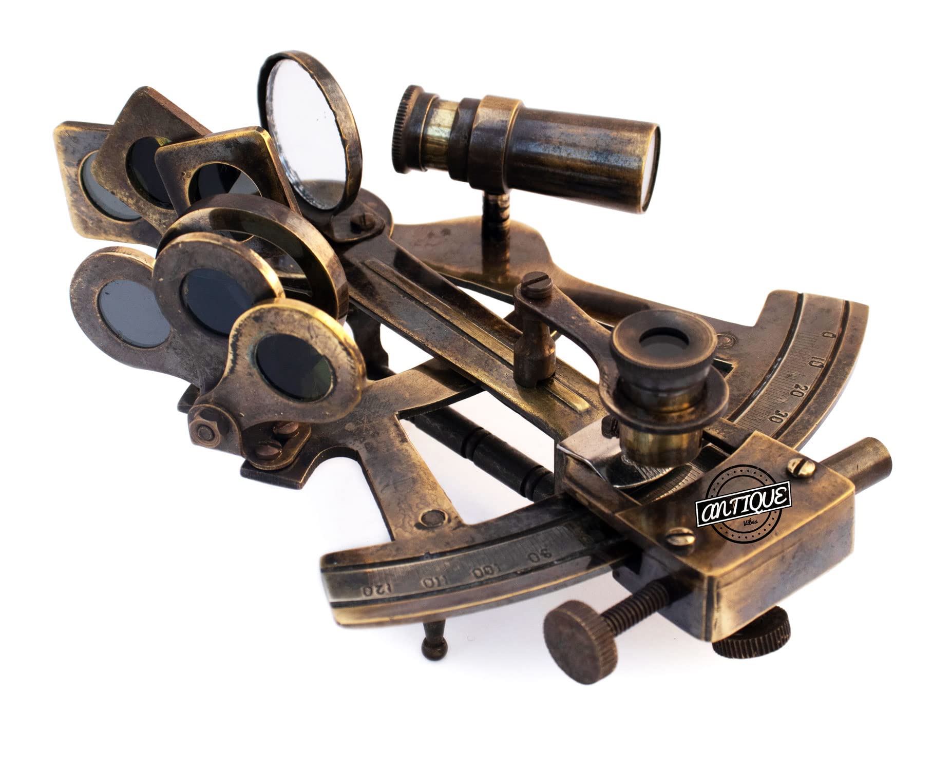 Brass Sextant Antique Ship Navigation Instrument Sextante Maritime Boat DeskTop Decor For Sailor/Dad