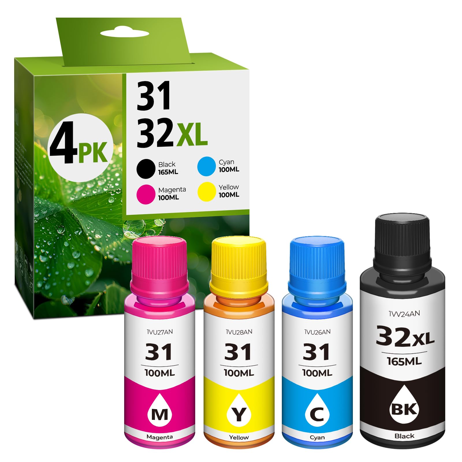 Photo 1 of 31 Ink 32XL Black Ink Bottle Set, Smart tank 5101 7602 6001 5000 ink refill Compatible with HP 31 32XL Ink Bottle Set for Smart Tank 651 5101 5000 7602 5103 6001 7301 7001 7302 5102 7002 7006 Printers