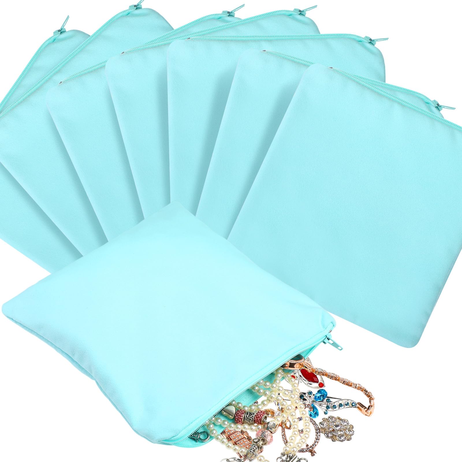 Photo 1 of Sanwuta 8 Pcs Zippered Silver Storage Bags Anti Tarnish Silver Pouches Keeper Jewelry Storage Protector Bags(7.9 x 7.9 Inch,Lake Blue)