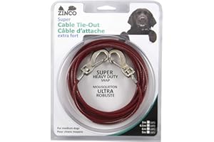 Zinco Dog Tie Out Cable – 30 Feet Long Dog Tether for Yard, Camping and Outdoor Places – Dog Leash for Medium to Large Dogs u