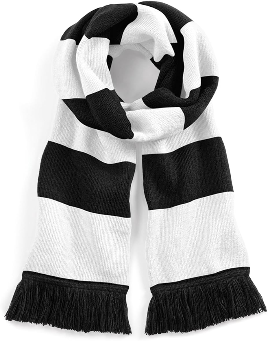 Beechfield Varsity Unisex Winter Scarf (Double Layer Knit) (One Size) (French Navy/Sky Blue): Clothing