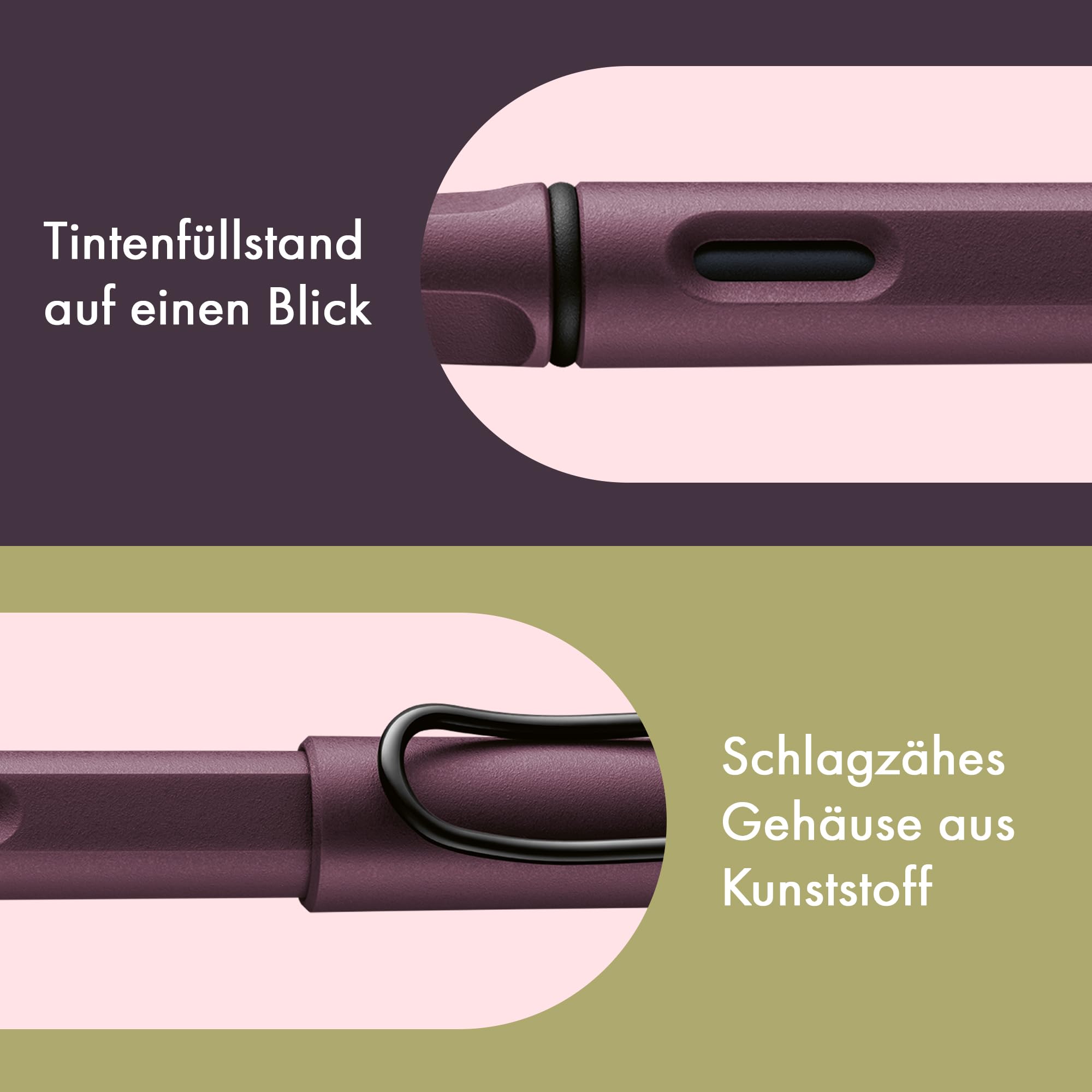 Lamy safari scarlet Füller - Füllhalter mit ergonomischem Griff & polierter Stahlfeder in Strichbreite B - robuster ASA-Kunststoff - inkl. Tintenpatrone T 10 blau - Rechtshänder 3