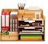 Rangement Bureau Bois Métal Fenge Organisateur Bureau 4 Niveaux - Rangement Bois Métal Blanc - Classement Documents A4 Nightstand Organizer