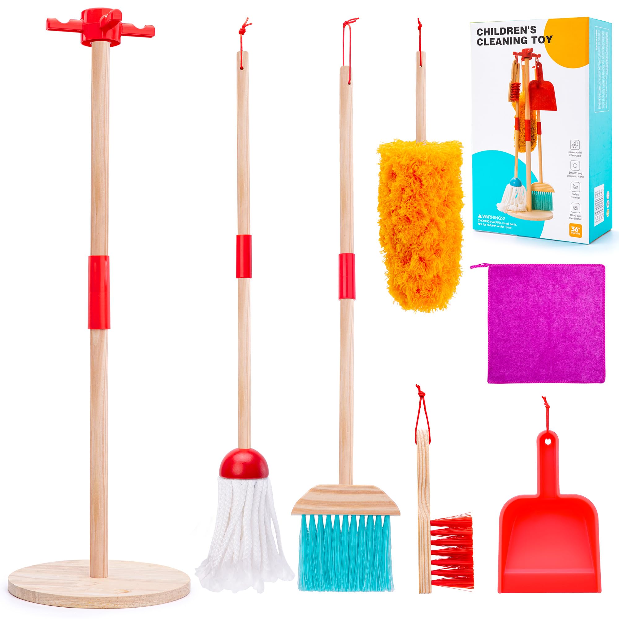 Photo 1 of ***(USED/ UNKNOWN IF MISSING PARTS)***Meland Wooden Kids Cleaning Set - Toddler Pretend Play Toys with Toy Mop, Broom & House Cleaning Kit, Christmas Birthday Gift for Toddler Preschool Girls Boys