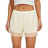 MANCYFIT Culottes for Women Pettipants Slips Satin Bloomers Under Shorts for Dresses Lace Hem 4" Inseam