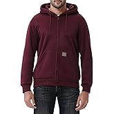 TUAOVA Men's Loose Fit Heavyweight Full Zip Fleece-Lined Hoodie Sweatshir