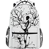 Backpack Black Day Of The Dead Skull Pattern Adults School Bag Casual College Bag Travel Zipper Bookbag Hiking Shoulder Daypack for Women Men