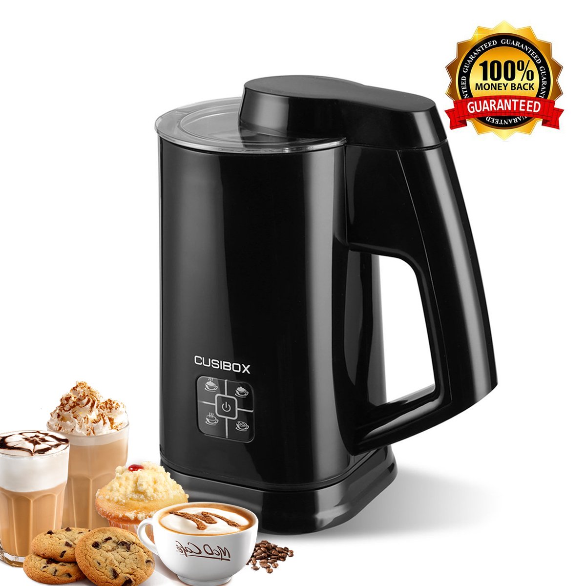 Automatic Electric Milk Frother,CUSIBOX Stainless Steel Electric Milk Steamer,Hot or Cold Milk with New Foam Density Feature Heater and Cappuccino Maker