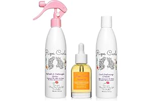 Rizos Curls LOC Method Bundle, Refresh and Detangle Spray & Nourish Oil & Curl Defining Cream Bundle, Add Deep Moisture while Detangling and Adding Shine