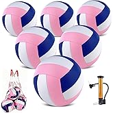 HYPGARD 6 Pack Volleyballs Official Size 5, Waterproof Soft Bulk Recreational Volley Balls with Pump and Net Bag for Indoor Outdoor Beach Sand Water Pool Game Training Match for Teenager Beginner