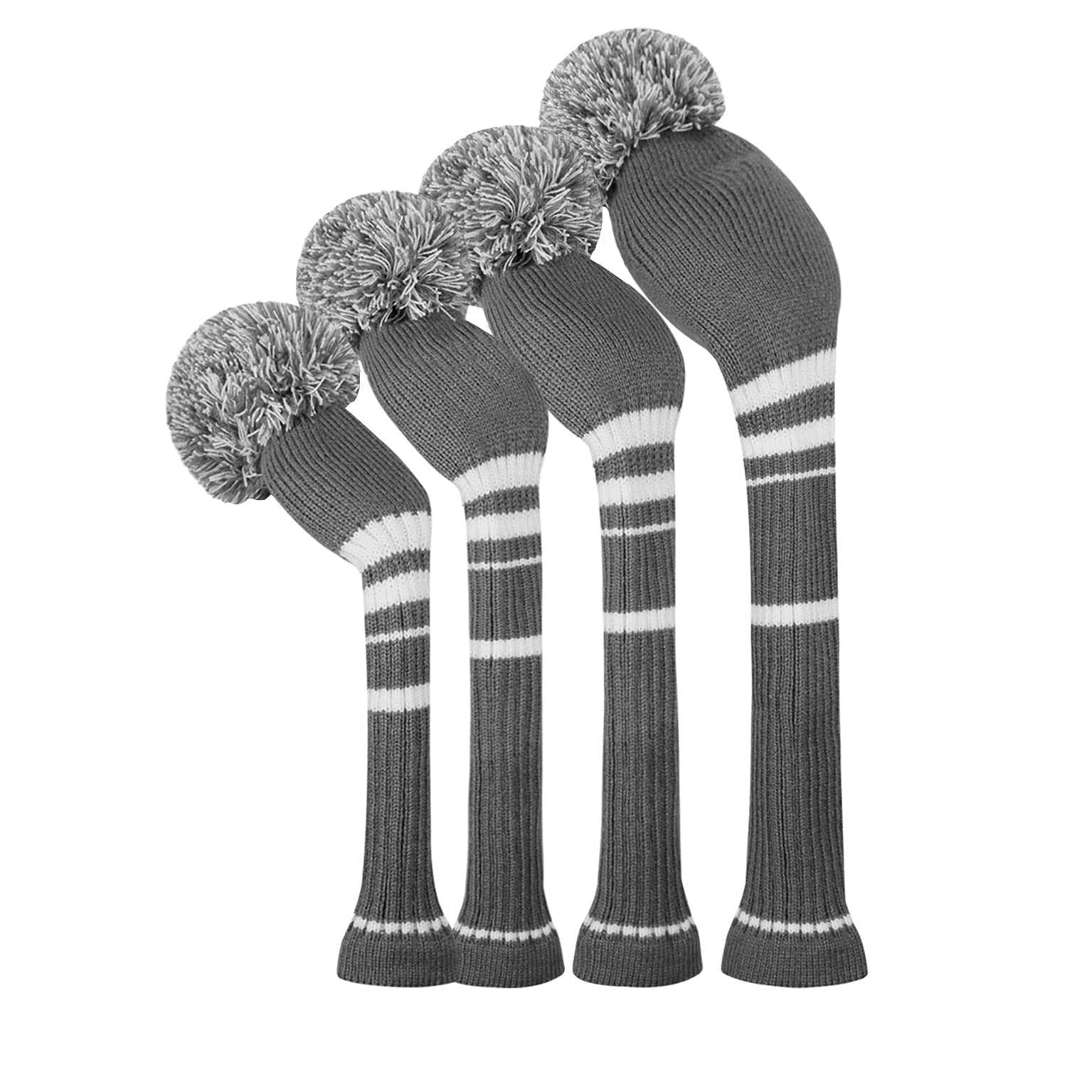 Scott Edward Knit Golf Wood Headcover Set of 4 for Driver Wood, Fairway Woodx2, Utilities (Grey)