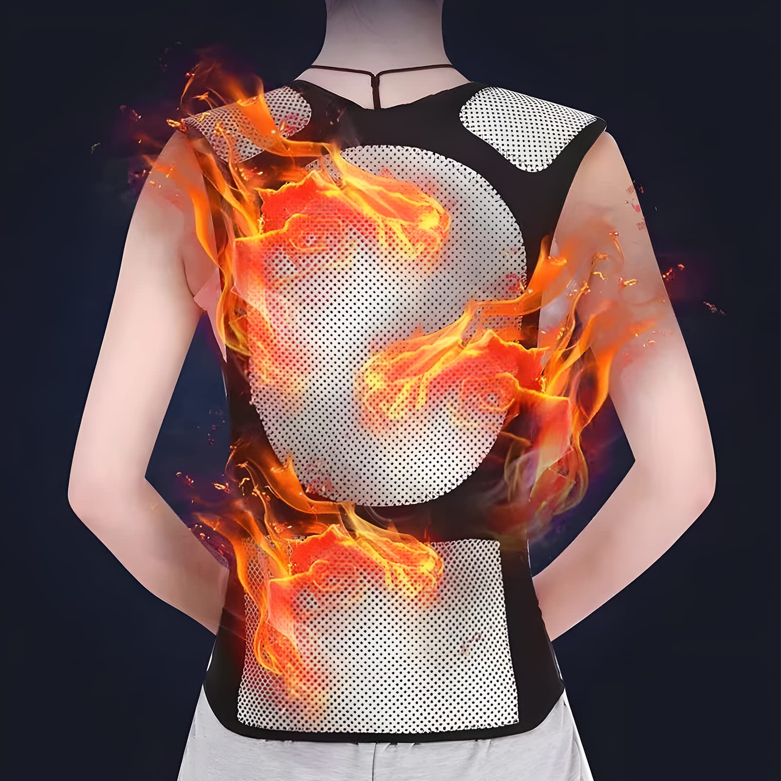 Qchomee Self Heating Shoulders Back Warmer Heating Pad for Back Shoulders Support Brace Waist Wrap Protector Warm Shoulder Pad Back Waist Protective Brace for Pain Relief Chronic Myositis Tendonitis