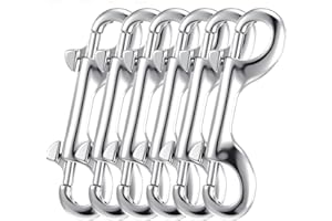 MBAIYO Double Ended Bolt Snap Hooks, Heavy Duty Stainless Steel 316 Marine Grade Snap Clips Double Sided Snaps Metal Clip Hooks for Linking Key Chain Dog Leash Collar Feed Buckets Gate Latch - 6 Pack