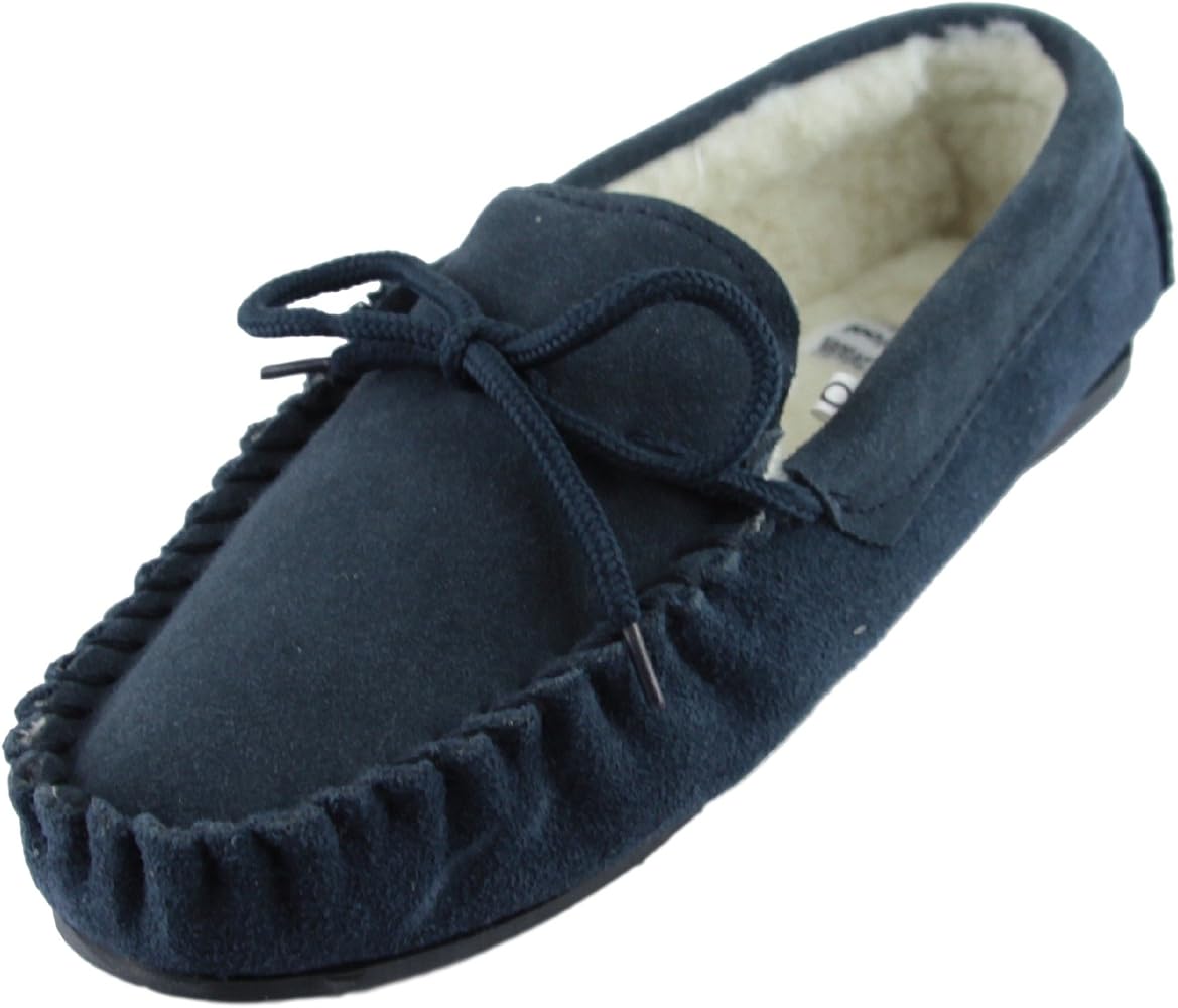 mens blue moccasin slippers