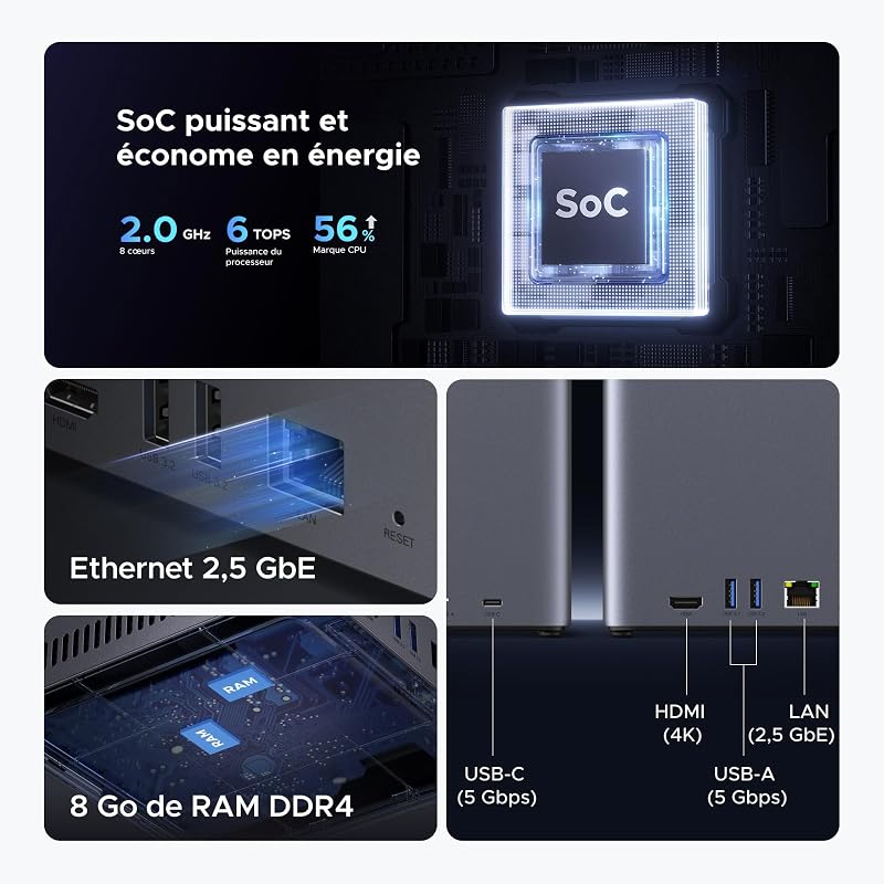 NASync DH4300 Plus NAS de Bureau 4 Baies, Centre de Surveillance