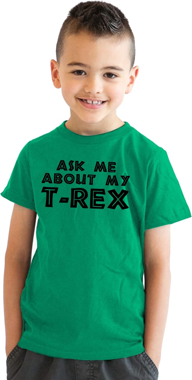Youth Ask Me About My Trex T Shirt Funny Cool Dinosaur Flip Graphic Print Kids: Clothing