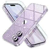 Choiche Compatible for iPhone 17 Case, Women Cute Clear Glitter Bling Sparkly Case, [2 x Diamond Camera Lens Protectors] [2 x Tempered Glass Screen Protectors] 6.3-inch (Glitter Clear)