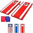 GoSports 4 x 2 ft All Weather Cornhole Boards - American Flag, Red, or Blue - Game Set Includes 8 Bean Bags & Rules