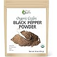 True Organic Black Pepper Ground, 1 lb, Gluten-Free Premium Grade, USDA & Kosher Certified, Pure Ceylon Quality, Non-GMO Black Pepper Powder