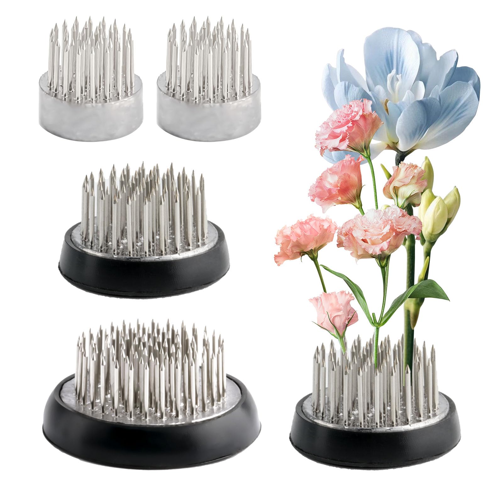 4 Pcs Flower Frogs Floral Frogs, Round Kenzan Frog Flower Holder, Kenzan Flower Frogs, Flower Fixed Tools with Stainless Steel Needles, Flower Arranger Tool for Vase Flower Arrangements DIY Craft
