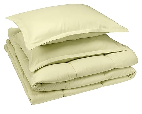 AmazonBasics Comforter Set, King, Aloe Green, Microfiber, Ultra-Soft