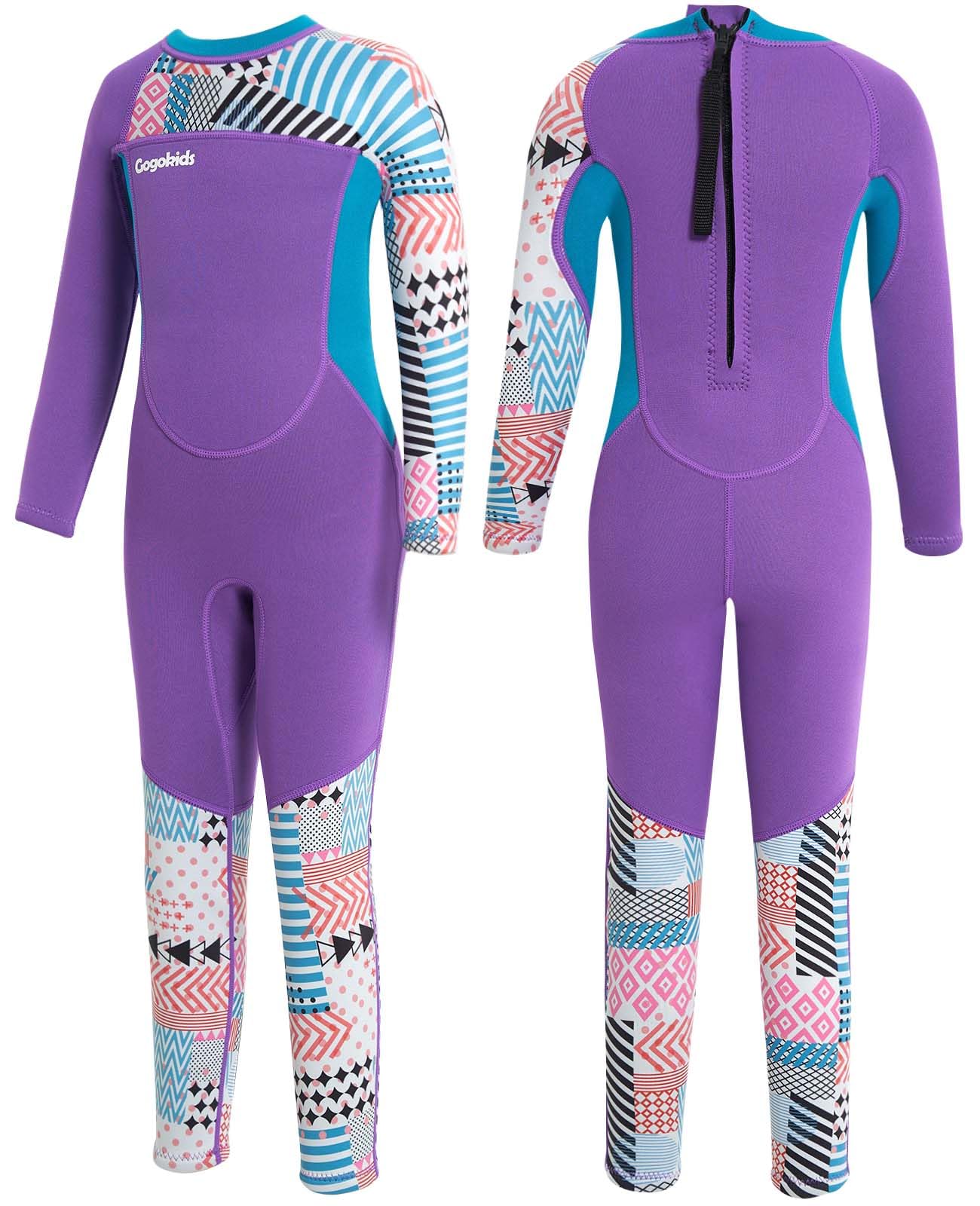 Gogokids Wetsuit Kids, 2.5mm Neoprene Thermal Wet Suits with UV Protection & Back Zipper, Full Swimsuit for Ages 3-10 Girls Boys Swimming in Cold Water, Surfing, Snorkeling