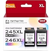 245XL 246XL Ink Cartridges 2 Pack Compatible with Canon Ink 245 and 246 Replacement for Canon PG-245XL CL-246XL PIXMA MG2522