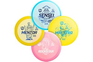 Discmania Disc Golf Starter Kit (4 Pack) | Active Premium Beginner Disc Golf Set | Sensei, Maestro, Rockstar & Mentor | Premium Plastic, Easy to Throw | Ideal Gift for New Players (Colors May Vary)