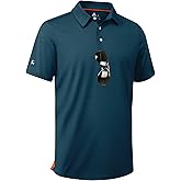 ZITY Men Golf Polo Shirts Short Sleeve Striped UPF 50+ Moisture Wicking Casual Collared Print T-Shirt for Men