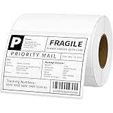 FATICO 4x3 Direct Thermal Labels Adhesive Thermal Sticker Labels with Perforated Line, 500 Sheets/1 Roll, White, for Shipping Mailing Package Small Business