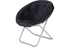 SUPER DEAL Folding Saucer Chair, Adults Kids Portable Faux Fur Round Chair for Living Room Dorm Room Apartment, Black