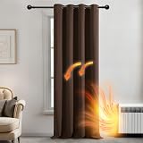 Deconovo Energy Saving Thermal Blackout Curtain 55x96 Brown 1 Panel Eyelet