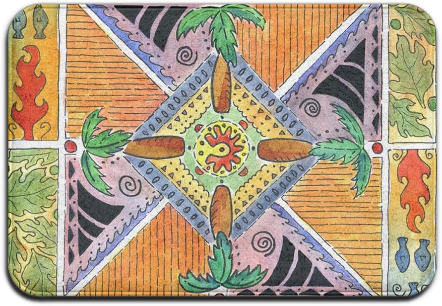 OOOMOLI New Doormats Hawaiian Mandala - Palm Trees Painting Cool Personalized Door Mats Monogram Doormat Pattern Novelty Doormat Bathroom Bedroom Kitchen Living Room Carpet Non-slip Floor Mats