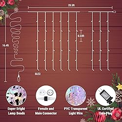 Toodour Icicle Chrismtas Lights Outdoor, 29.5ft 360