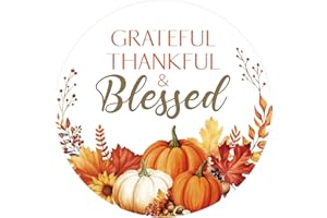 Anwyll Happy Thanksgiving Stickers - Thankful Stickers 60Pcs 2Inch Grateful Thankful Blessed Sticker Decor Self Adhesive Thanksgiving Thank You Sticker for Card Envelope Seal Holiday Fall Party Favors