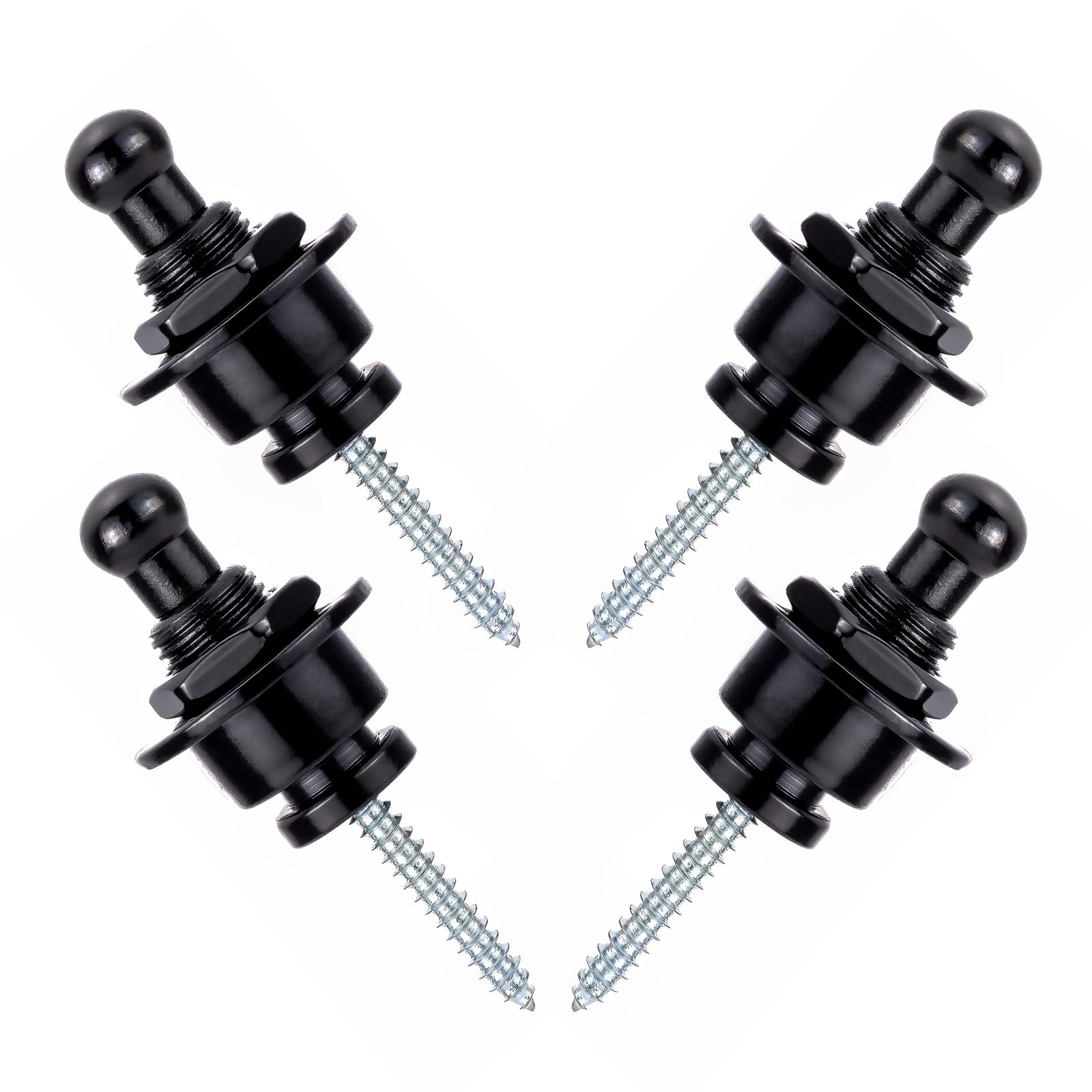 4pcs Guitar Strap Lock Round Head Black Guitar Bass Strap Locks
