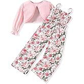 Toddler Little Girl 2 Piece Outfits Long Sleeve Ribbed Knitted Cardigan And Sleeveless Jumpsuit