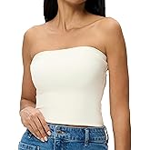 AJISAI Womens Double Lined Tube Tops Crop Going Out Tops Strapless Tank Summer Top 2026