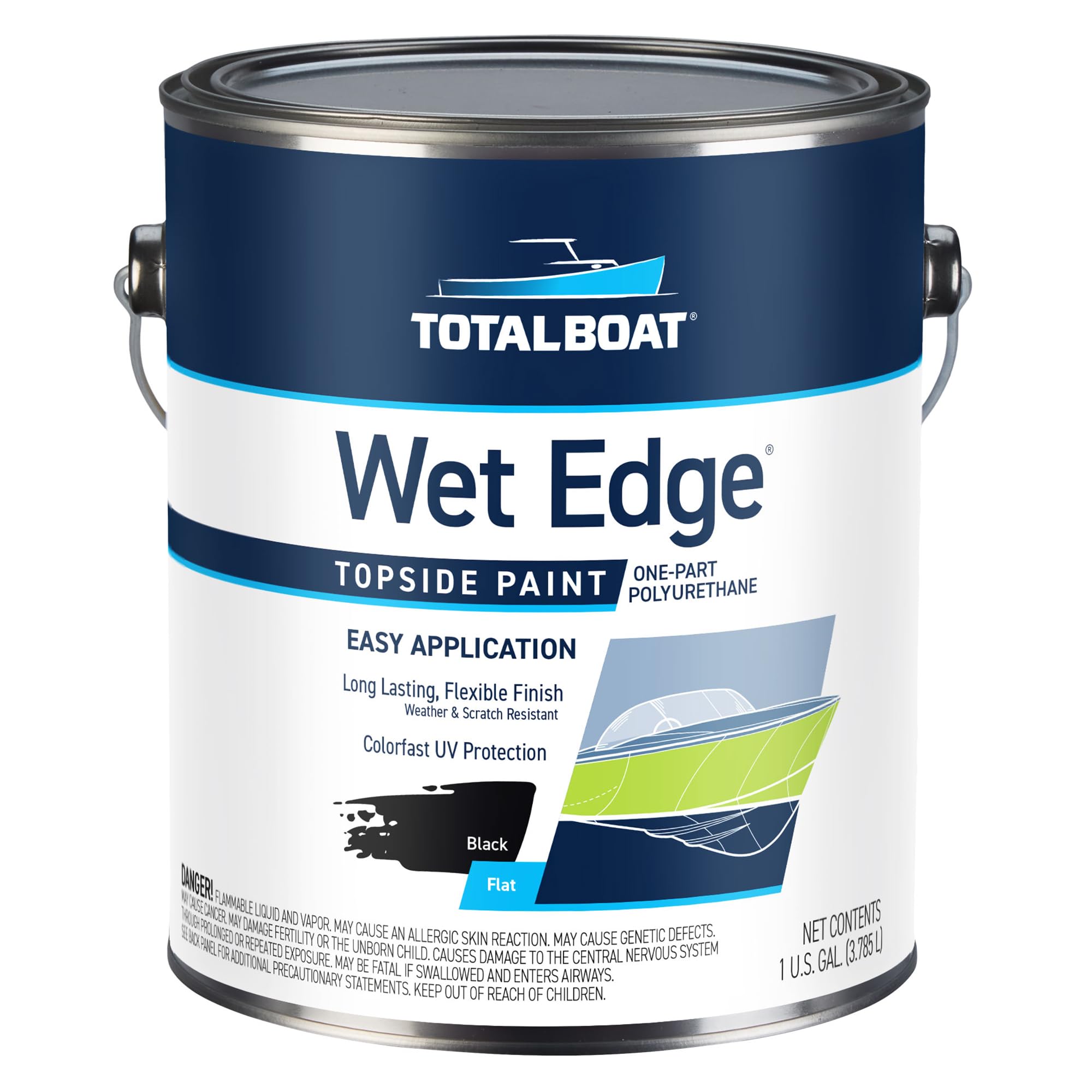TotalBoat Wet Edge Topside Marine Paint Premium Polyurethane Coating for Boats, RVs, Exterior Trim, Fiberglass, Metal, and Wood (Flat Black, Gallon) Image