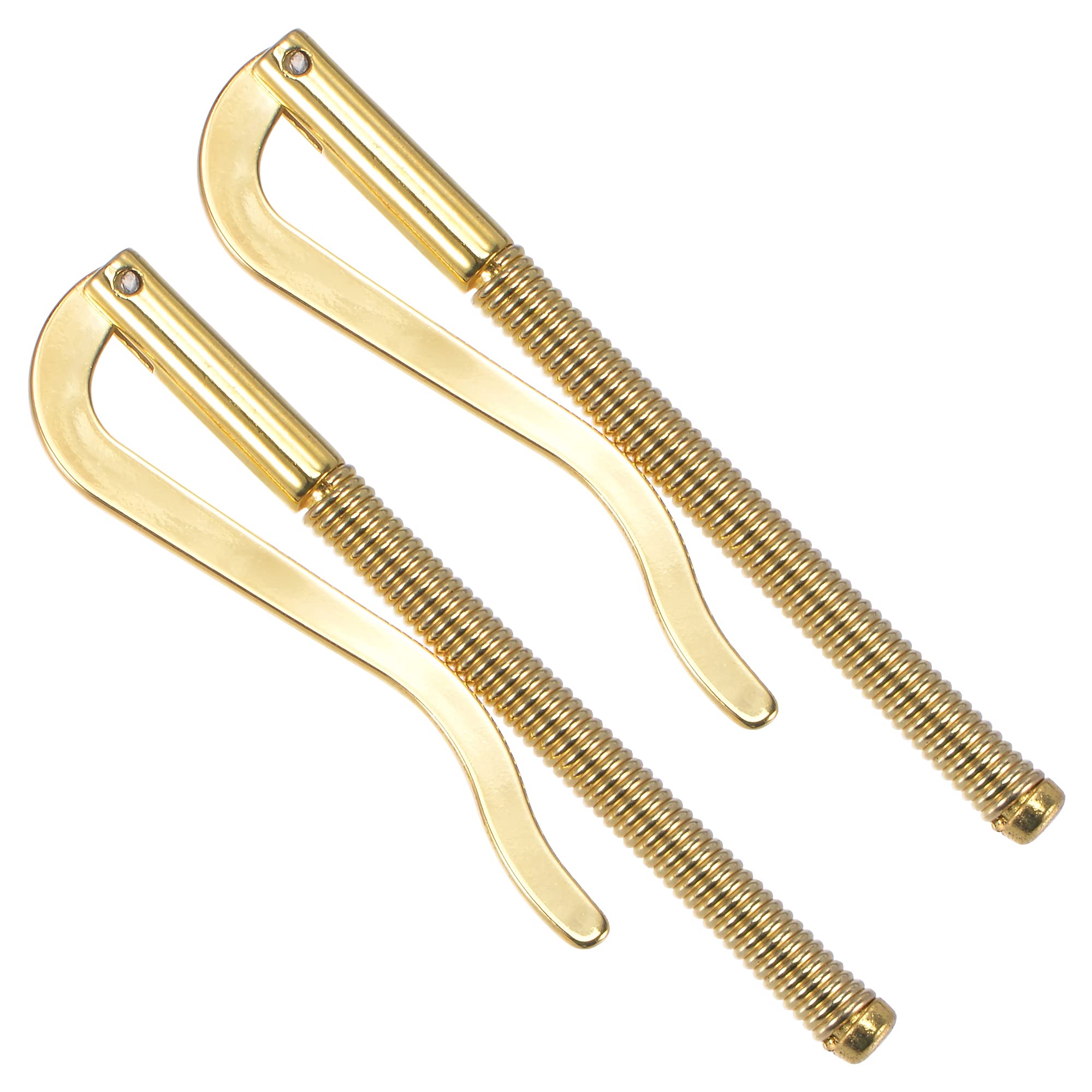 PATIKIL 80mm Spring Clip Bar, Metal Slim Open Coil Holder Clamp for Wallet Credit Card Leather Craft - 2 Pack (Gold)