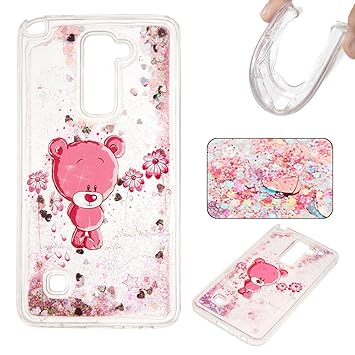 Ooboom Hülle für LG Stylus 2 TPU Silikon Bumper Schutzhülle Handy Tasche Case Cover mit Funkeln Glänzend Bling Glitter - Pink