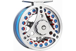 ANGLER DREAM (1/2WT 3/4WT 5/6WT 7/8WT) Fly Reel with Line Combo Aluminum Alloy Large Arbor Fly Fishing Reels Weight Forward Fly Line with Braided Backing Taper Leader Pre-Tied