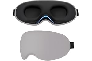 Gritin 100% Blackout Sleep Eye Mask for Side Sleeper Men Women, Zero Eye Pressure 3D Contoured Sleeping Mask with Adjustable 