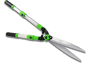 Mesoga Telescopic Hedge Shears Straight Blade, Extendable Pruning Shears, Long Handle Garden Clippers, Shock Absorbing Bumper Tree Trimmers Adjustable