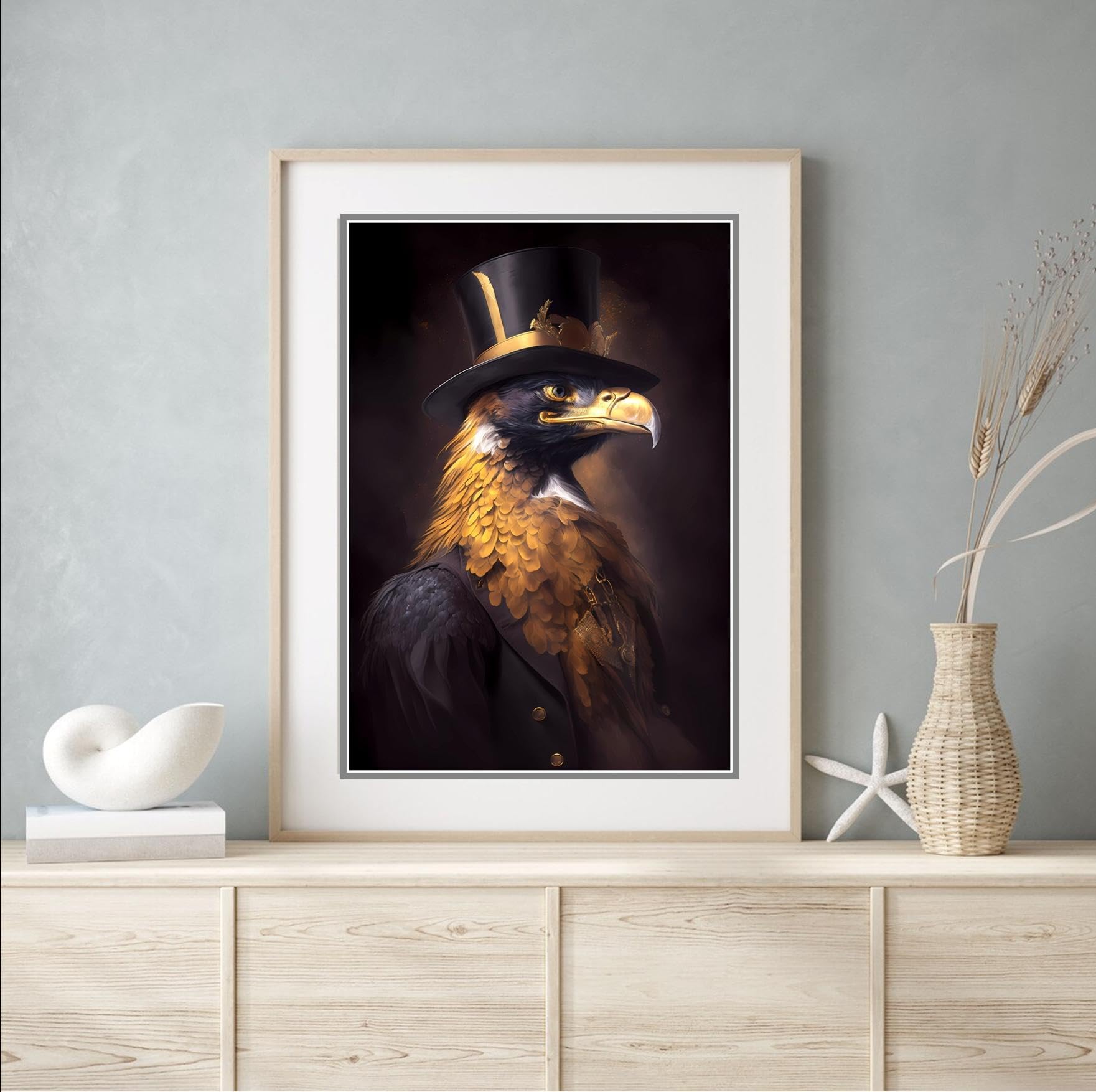 Beauitiful vivid fine art print of a Vintage Victorian style Gothic Golden Eagle painting (picture 1) (A4 PRINT ONLY) (29.7 X 21CM)