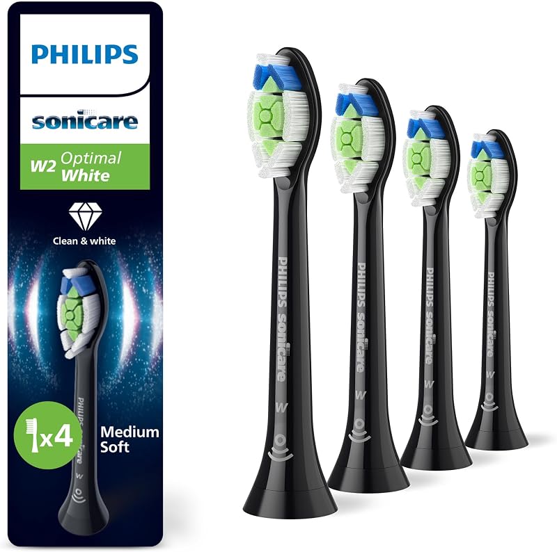 Sonicare W2 Optimal White, Original Ersatzbürstenköpfe, Schwarz, 4er-Pack, HX6064/88
