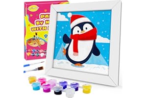JOAOYO Paint by Numbers for Kids Ages 8-12 Easy Acrylic Paint by Number Kits for Girls Boys Adults with Wooden Frame Oil Painting Kits for Kids Ages 4-8 Perfect for Gift Home Decoration (Penguin)