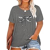 Plus Size Tops for Women Vintage Flower Graphic Tees Boho Floral Wildflowers Casual T Shirt Summer Short Sleeve Tops